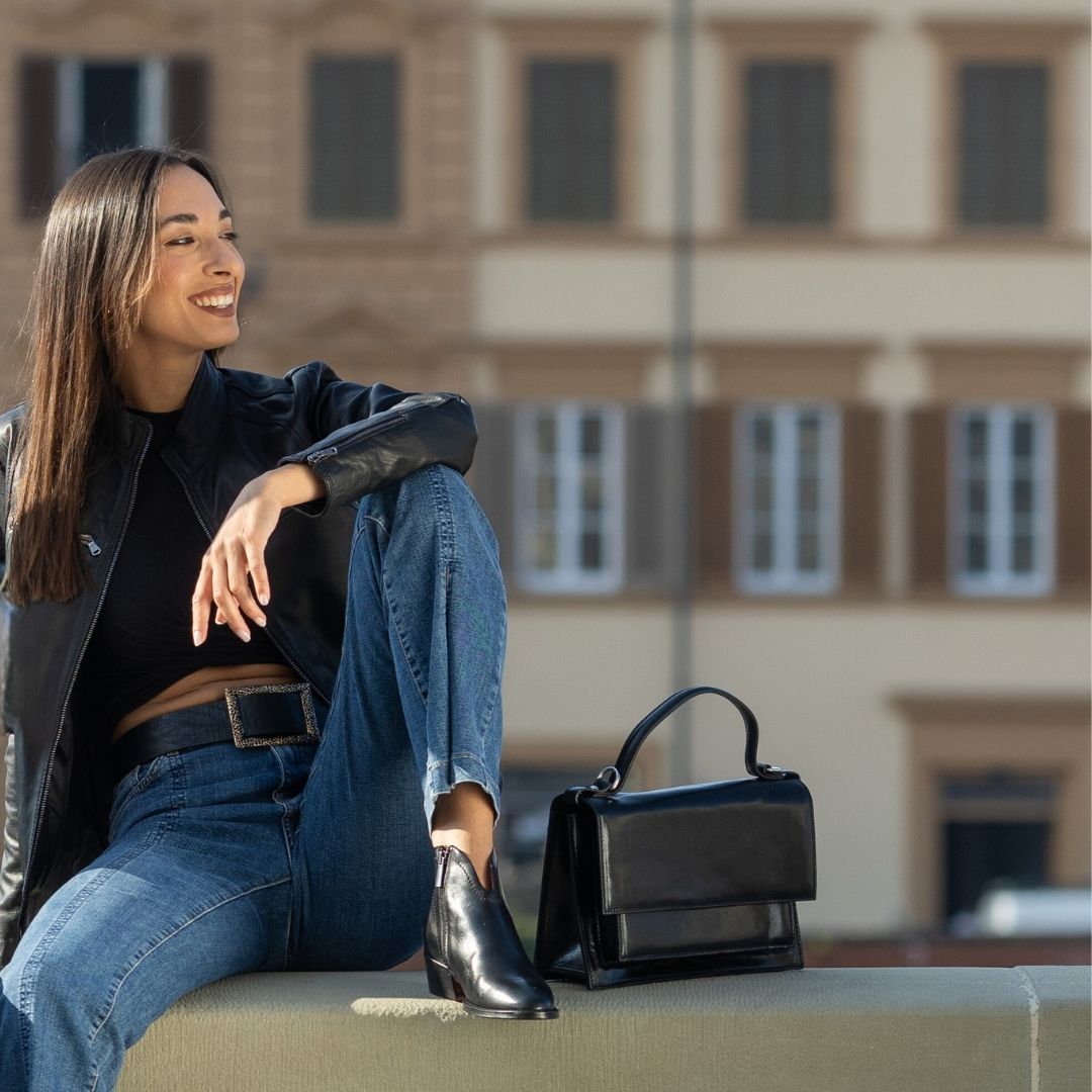 Leonardo Shoes stivali donna nero pelle cerniera tacco medio