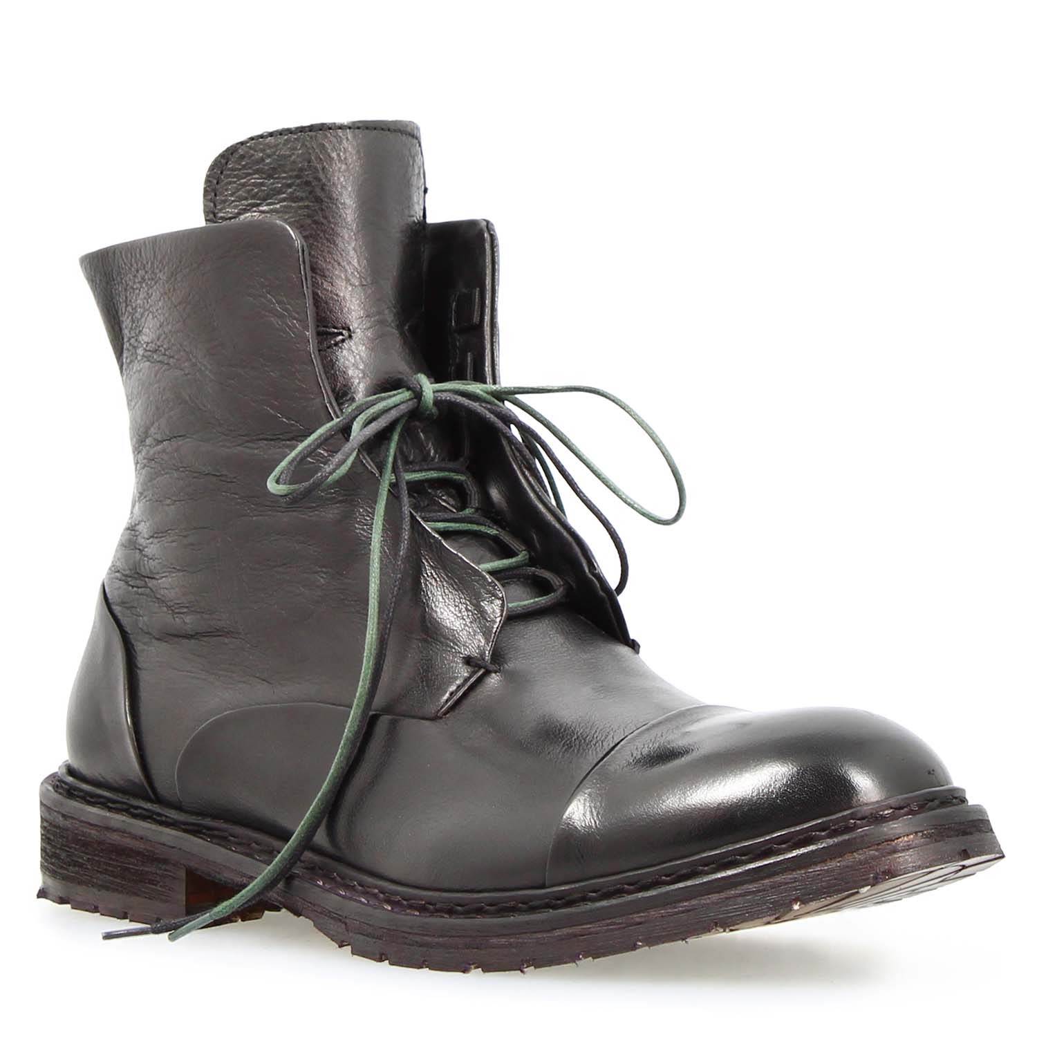 Leonardo Shoes Febo stivaletto uomo pelle nera zip