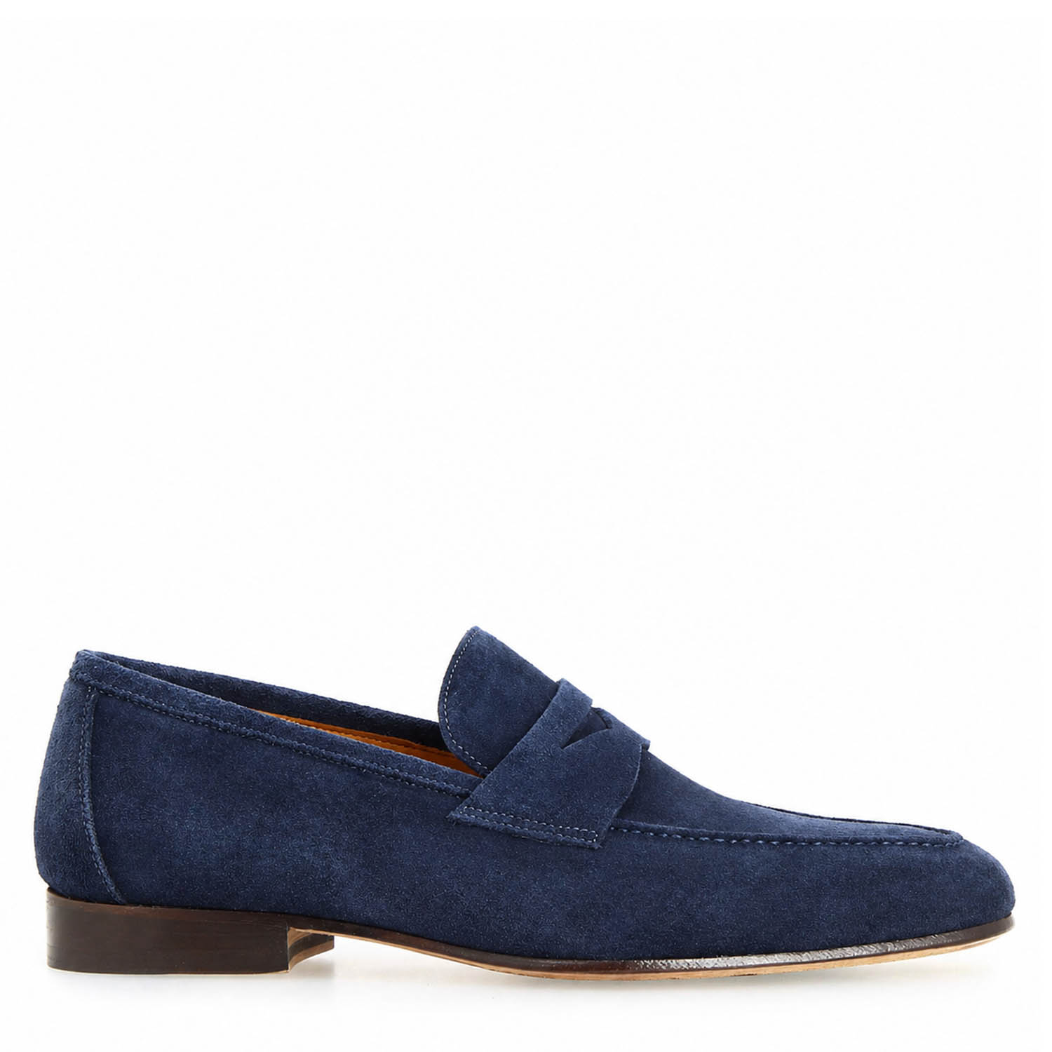 Leonardo Shoes Manfredo Blu mocassini uomo camoscio blu