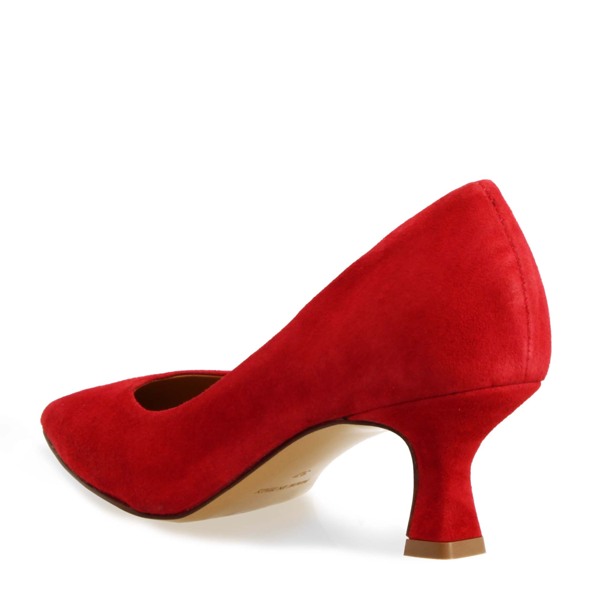 Leonardo Shoes Decollete camoscio rosso tacco 5 cm scarpe donna