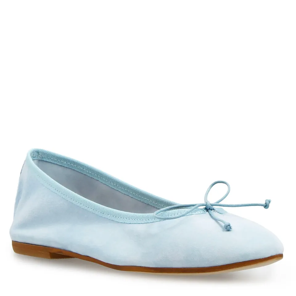 Leonardo Shoes Fiocco ballerine donna camoscio celeste tacco 1cm
