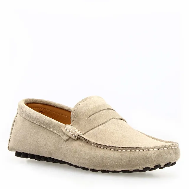 Leonardo Shoes Garda mocassini uomo camoscio beige