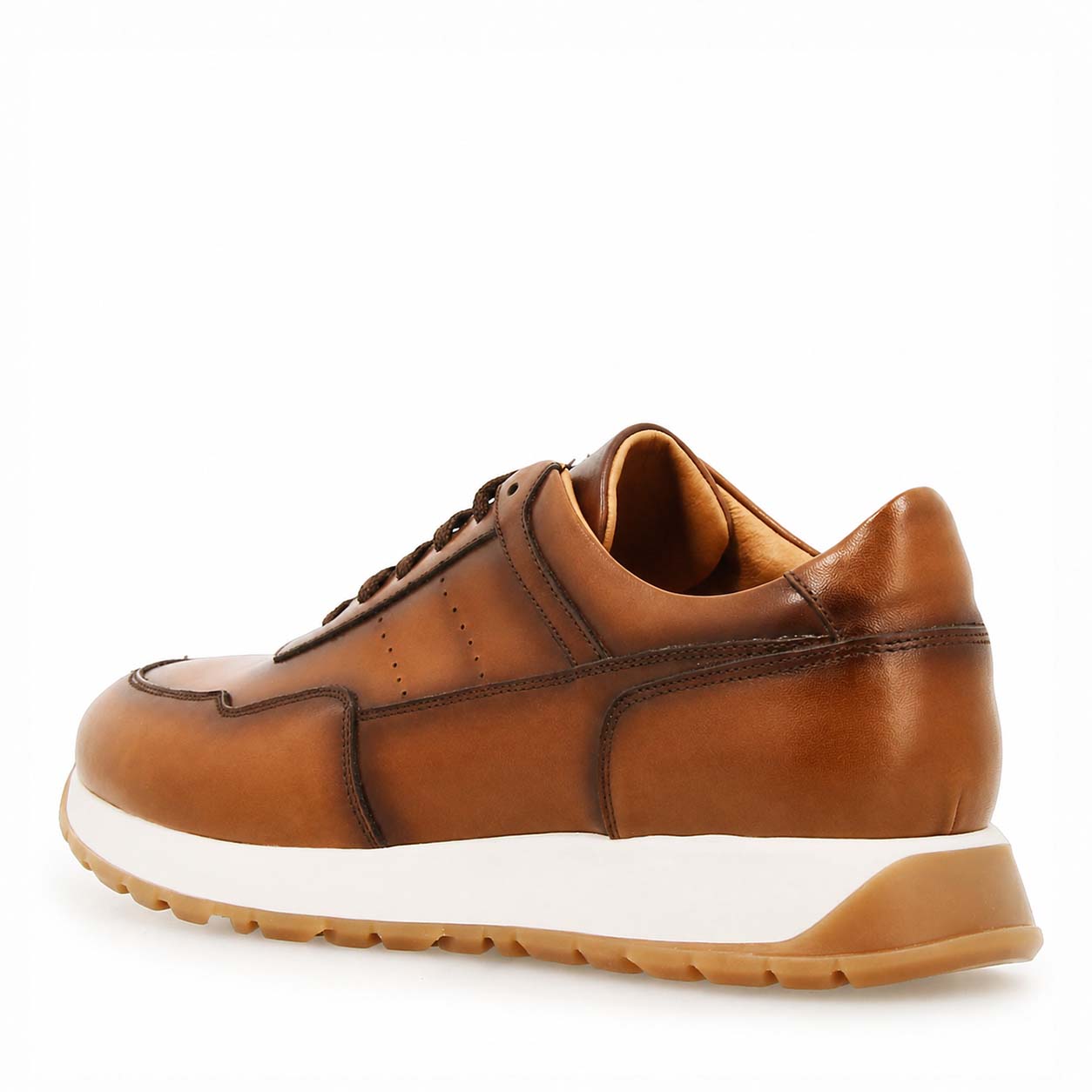 Leonardo Ateneo Sneakers Uomo Pelle Marrone Chiaro Sfumato