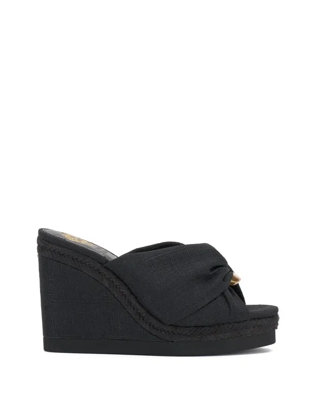 Vince Camuto Briana sandali zeppa espadrillas donna tela anello oro