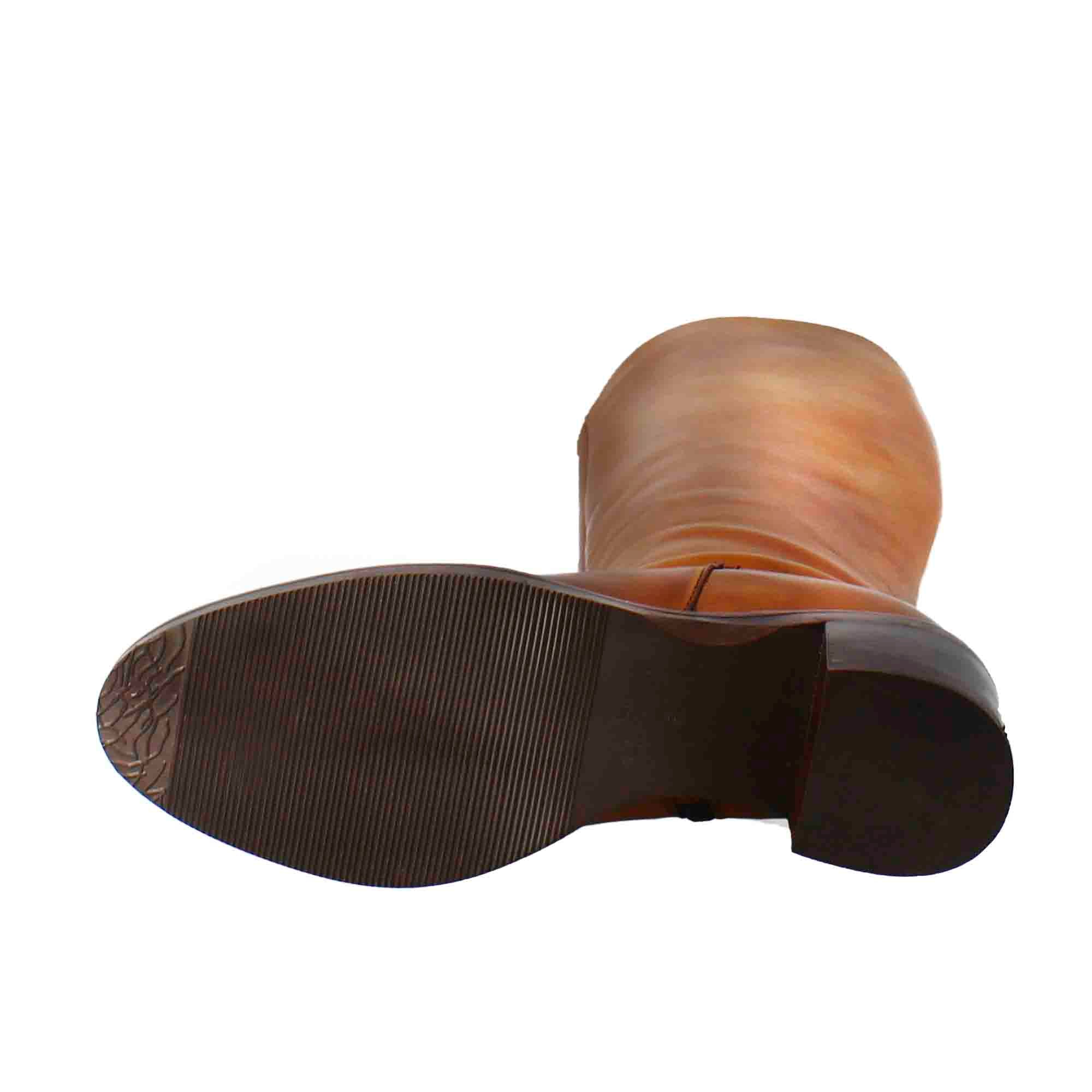 Leonardo Shoes stivali donna pelle marrone tacco 7 cm