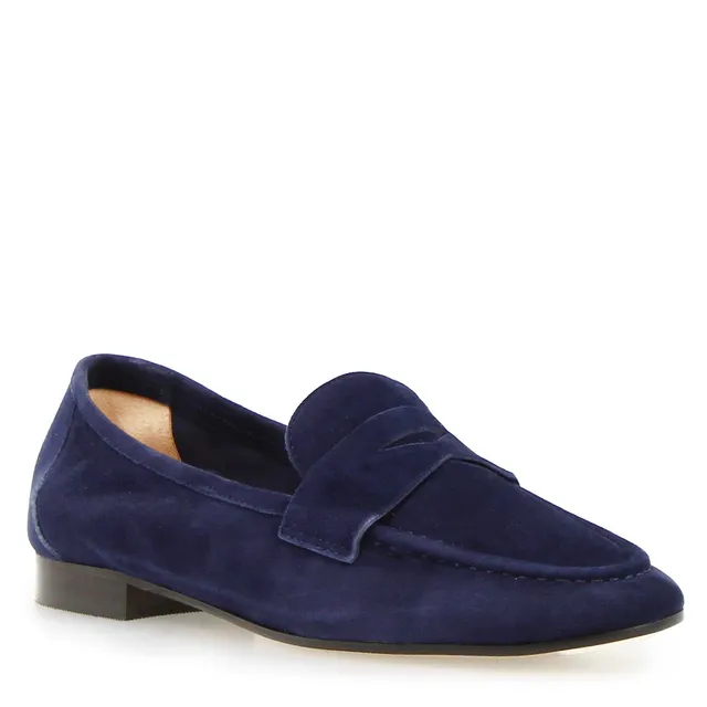 Leonardo Shoes Brenta Mocassini Donna Camoscio Blu
