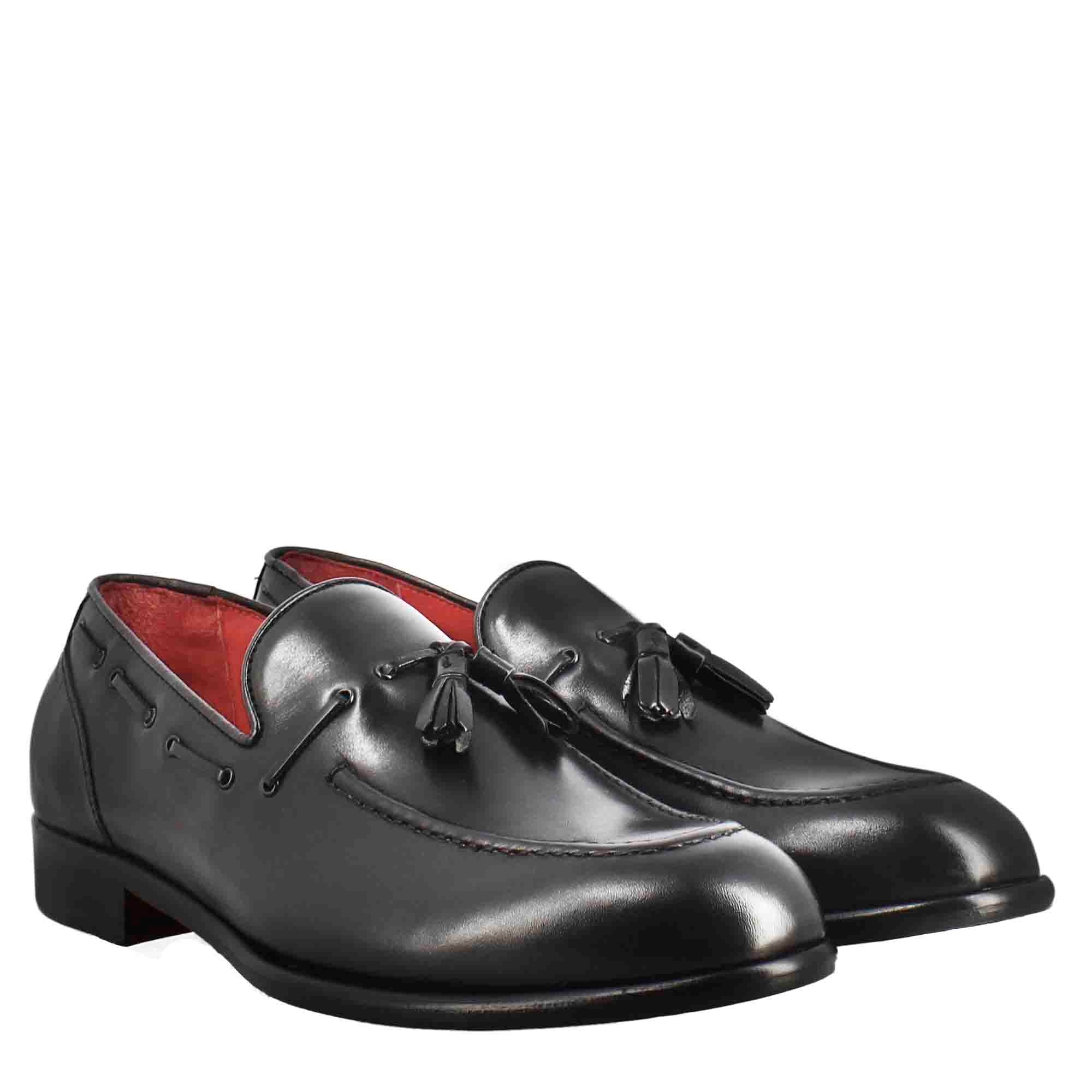 Leonardo Shoes mocassino nappine pelle nero