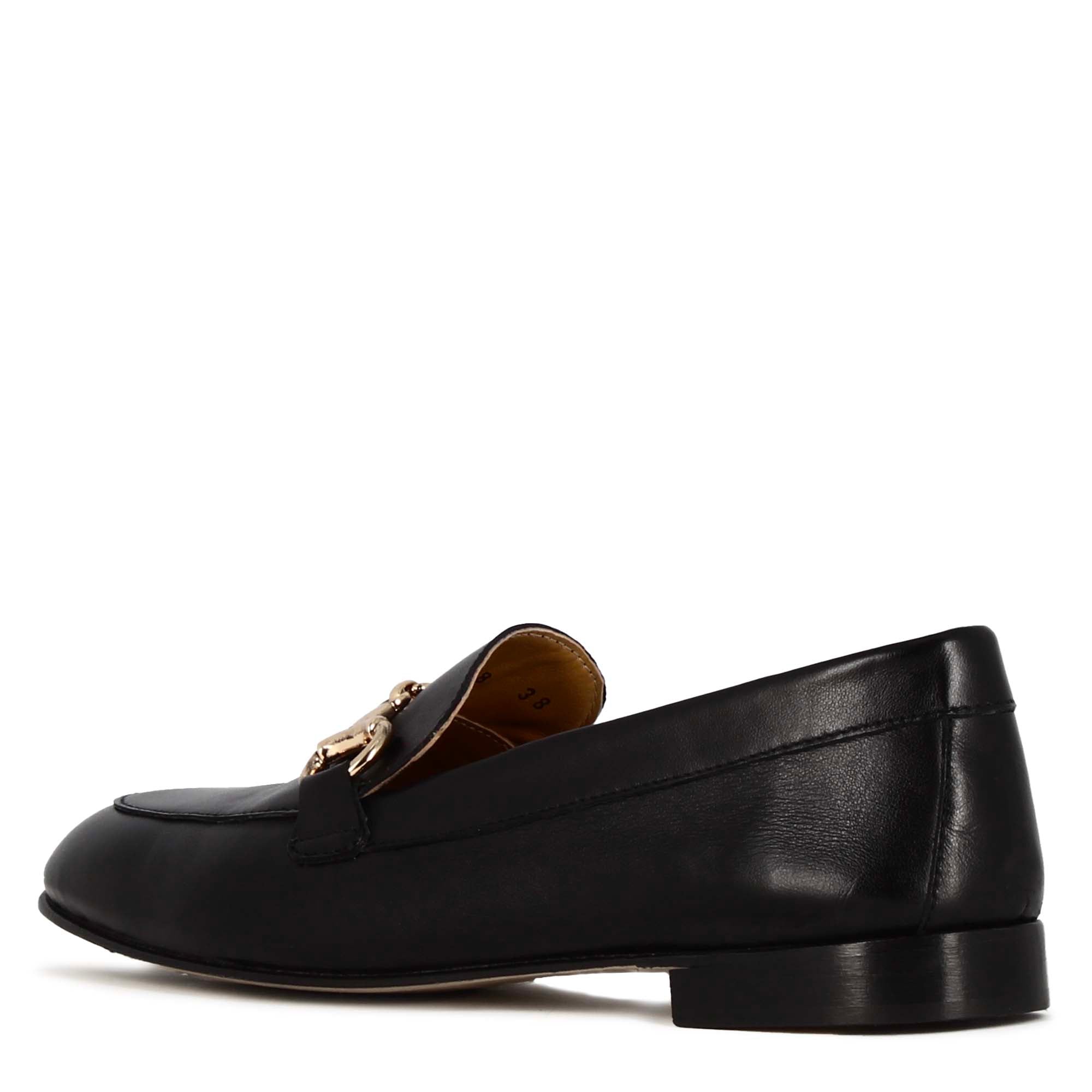Leonardo Shoes Mocassini Donna Nero Pelle Morsetto Tacco 1