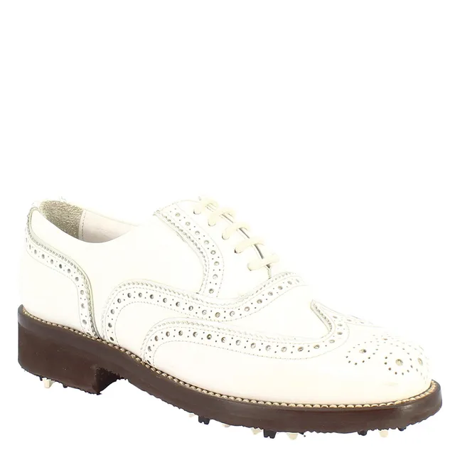 Leonardo Shoes Golf Scarpe da Golf Bianco Pelle Impermeabili