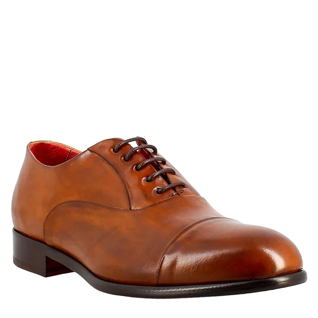 Leonardo Shoes Francesine Uomo Oxford Marrone Pelle Suola Cuoio