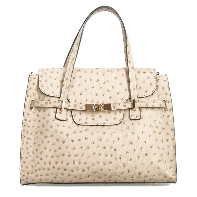 Leonardo Shoes Borse Donna Rosetta L pelle bianco stampa struzzo