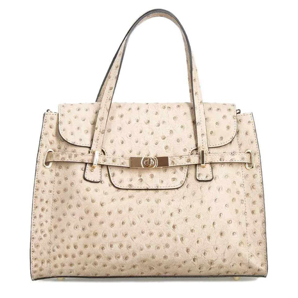 Leonardo Shoes Borse Donna Rosetta L pelle bianco stampa struzzo