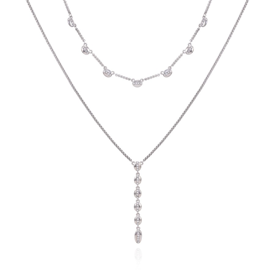 Vince Camuto Collana a strati cristallo argento