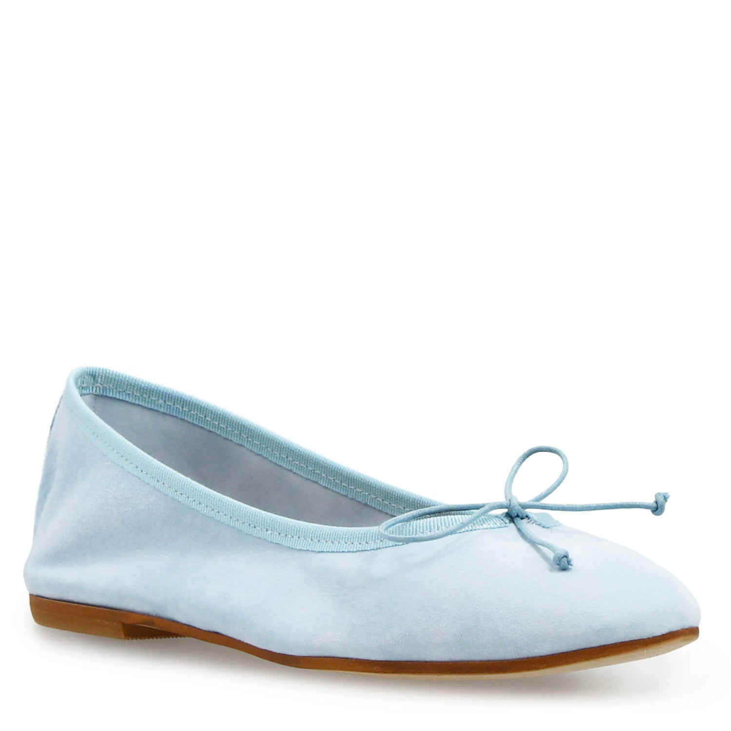 Leonardo Shoes Fiocco ballerine donna camoscio celeste tacco 1cm
