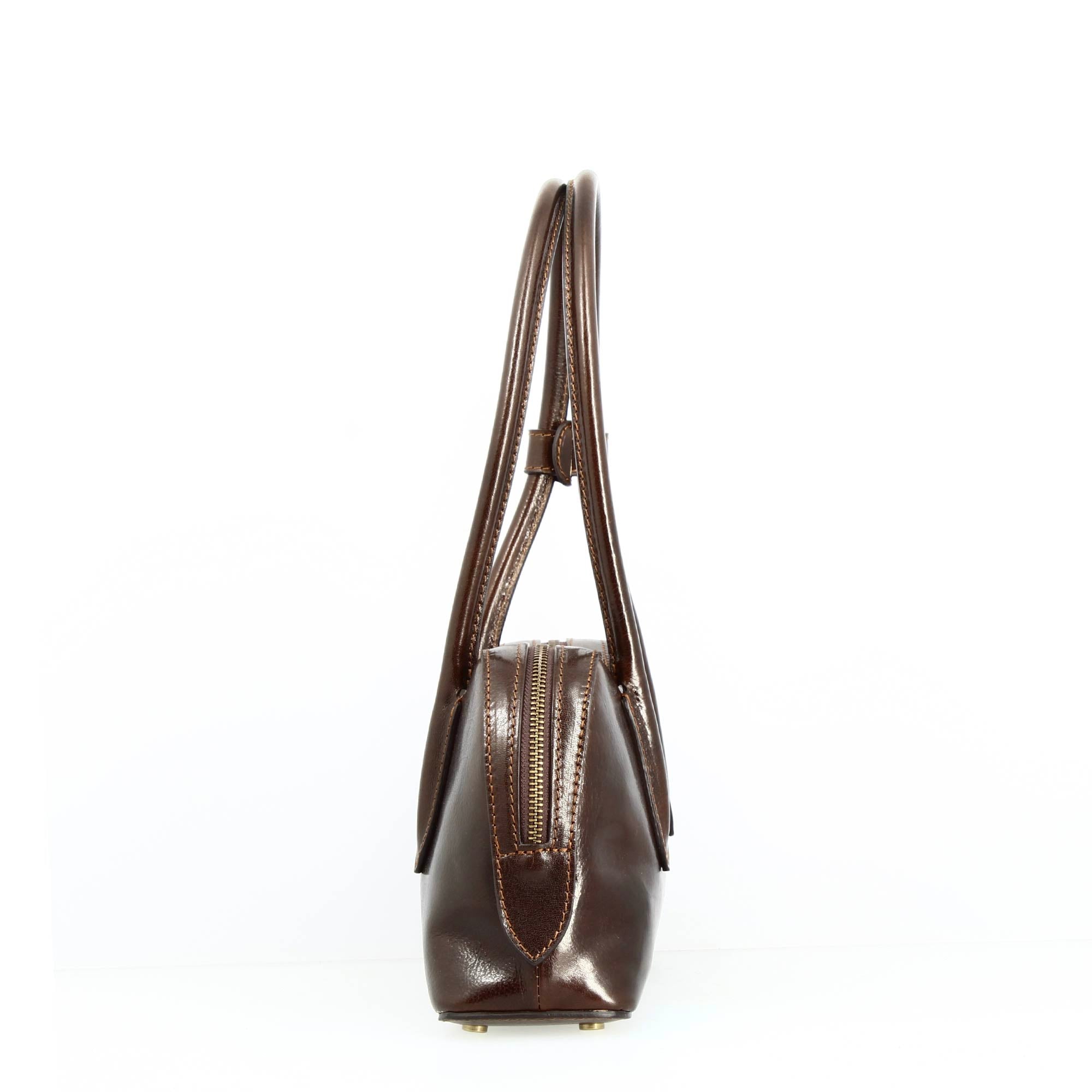 Leonardo Shoes Borse Donna Diana Spalla Pelle Marrone Scuro