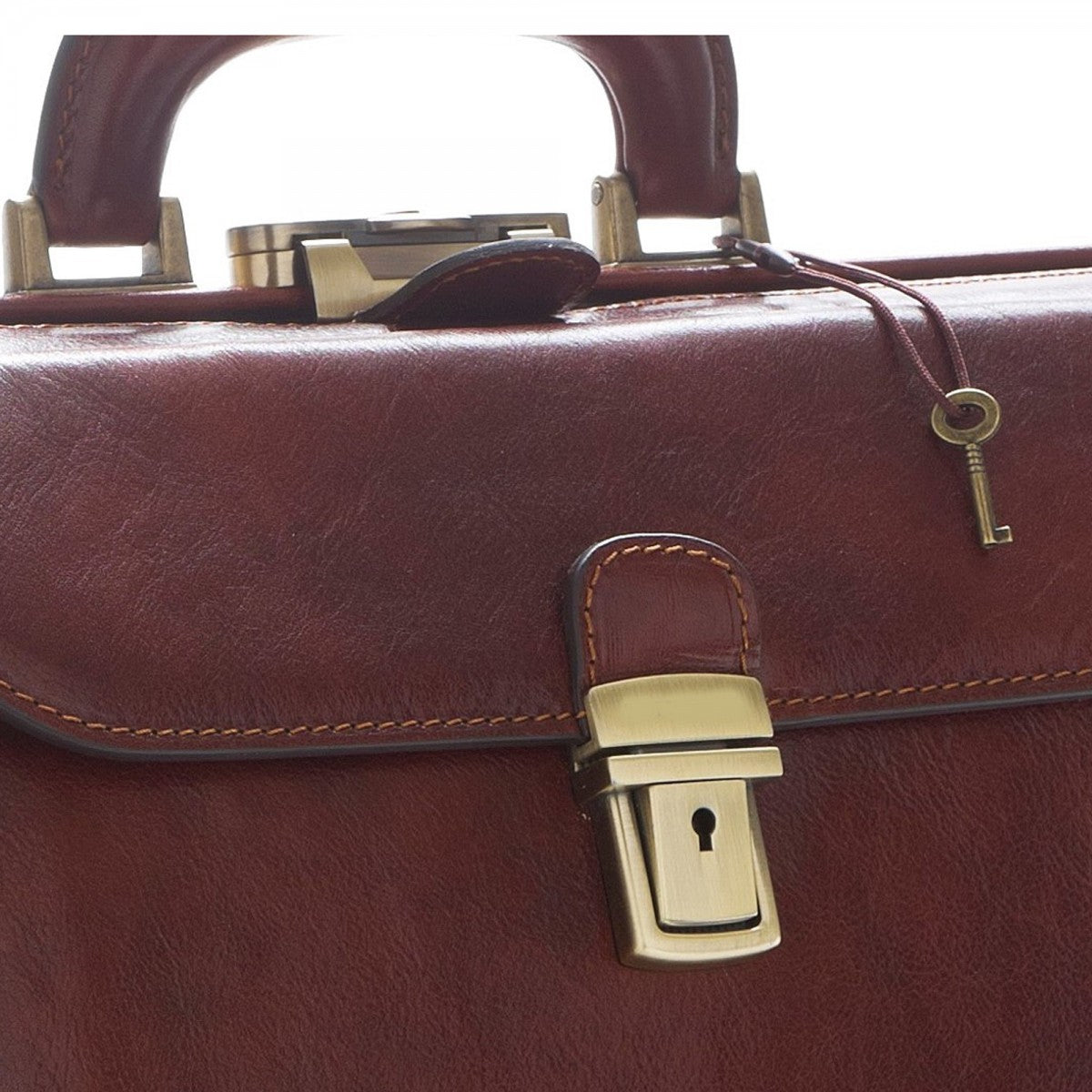 Leonardo Shoes Borsa Medico borsa uomo pelle marrone