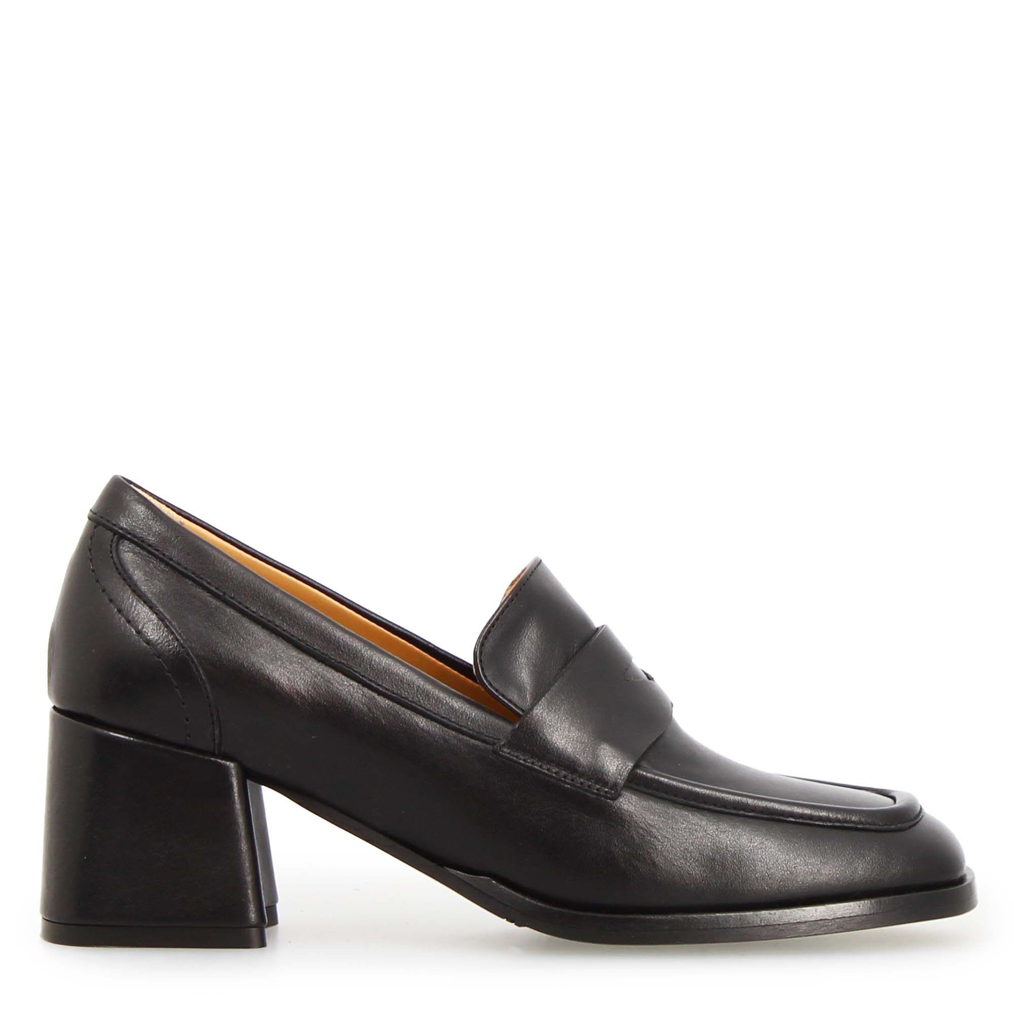 Leonardo Shoes Mocassini Donna Ottavia tacco alto pelle nero