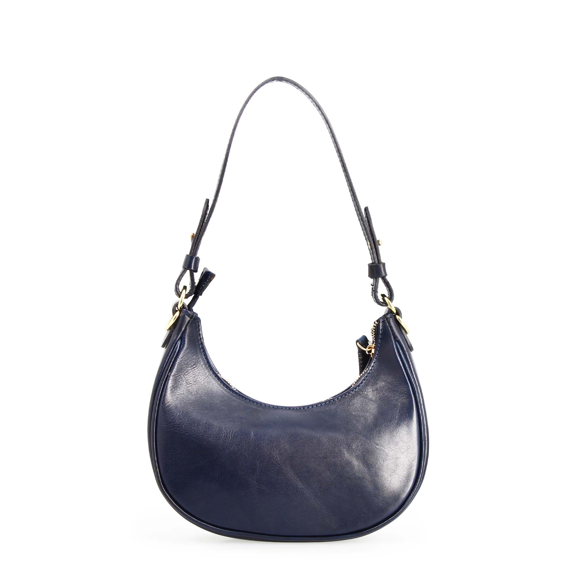 Leonardo Shoes Jane borsa donna pelle blu mezzaluna
