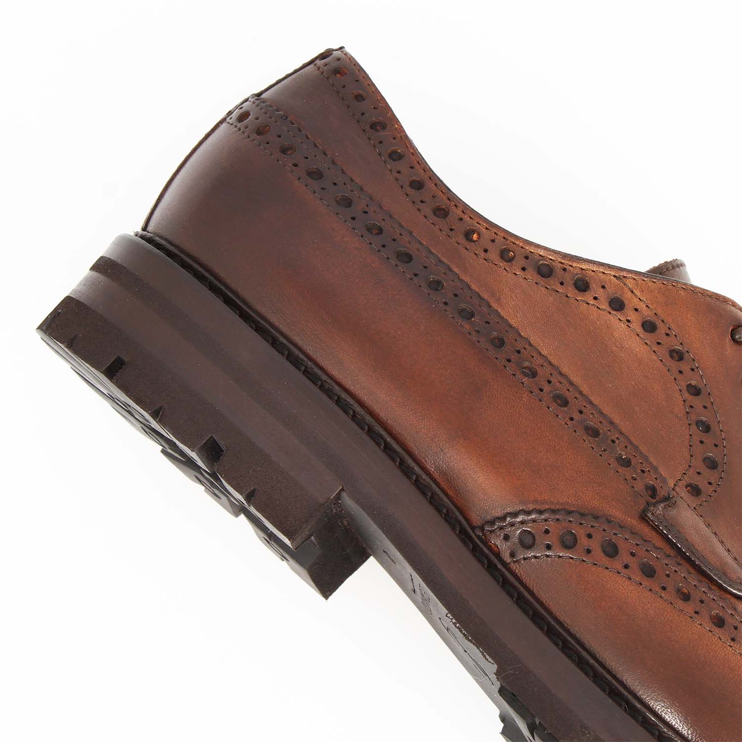 Leonardo Shoes Massimo Derby Brogue Marrone Pelle