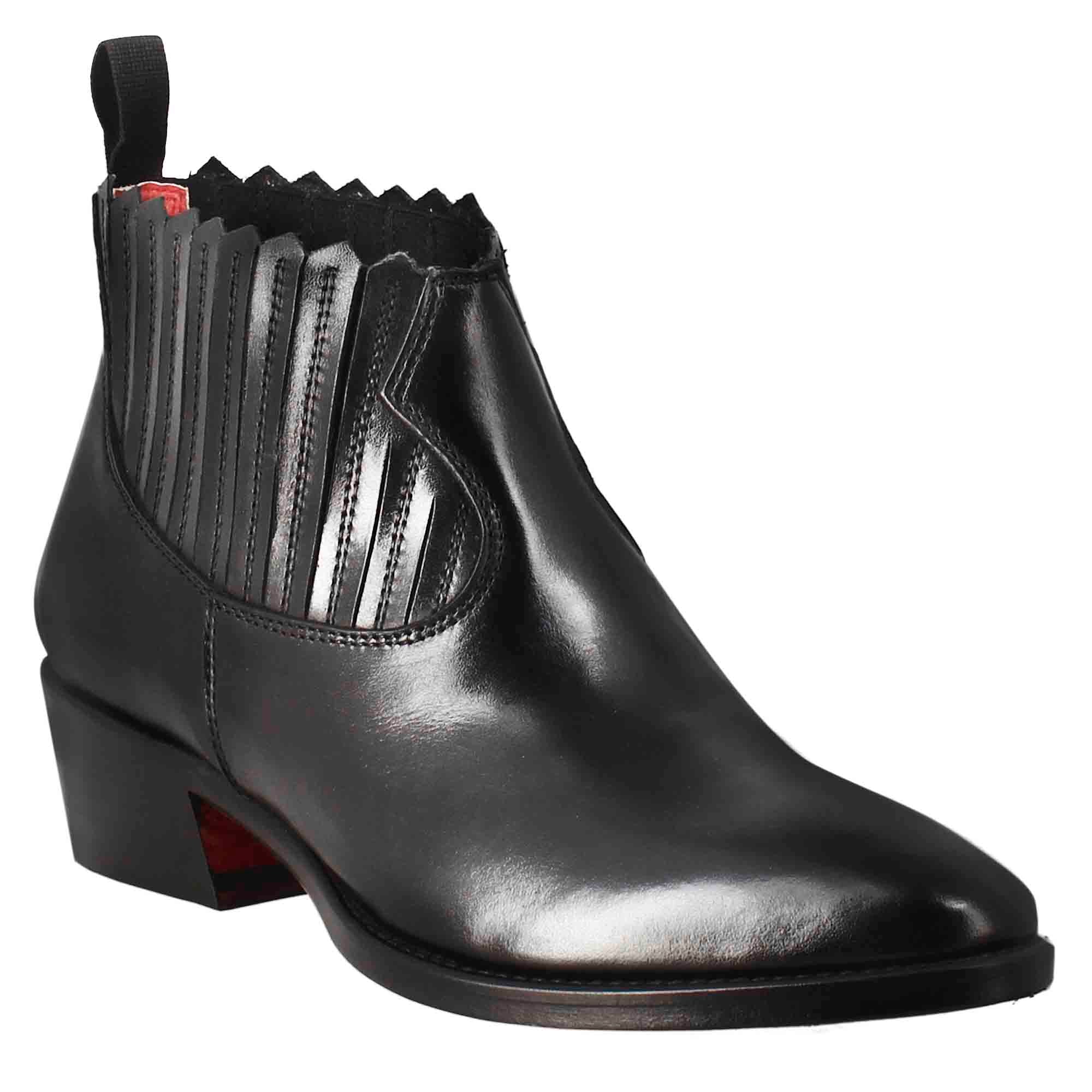 Leonardo Shoes Stivaletti Chelsea Donna Pelle Nero Elastici Blake