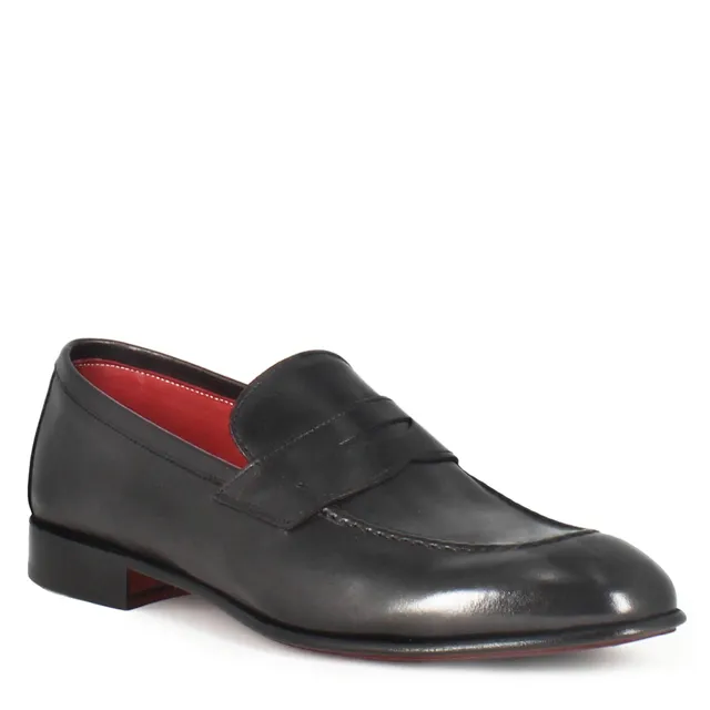 Leonardo Shoes Mocassino Uomo Pelle Nero Classico Cuoio