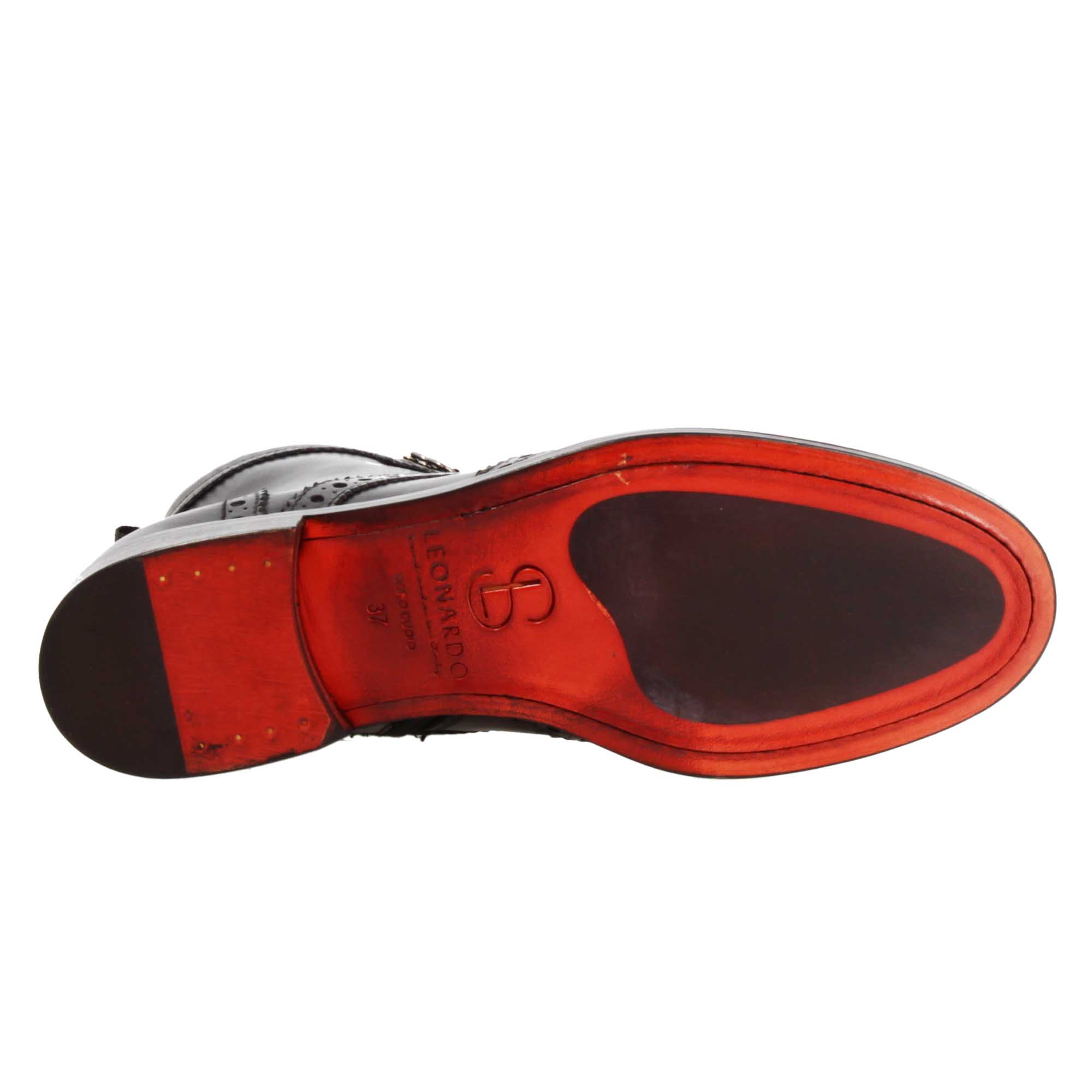 Leonardo Shoes Anfibio Donna Brogue Pelle Nera
