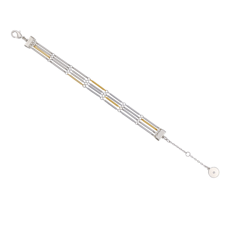 Vince Camuto Bracciale Multi Riga Bicolore Oro Argento