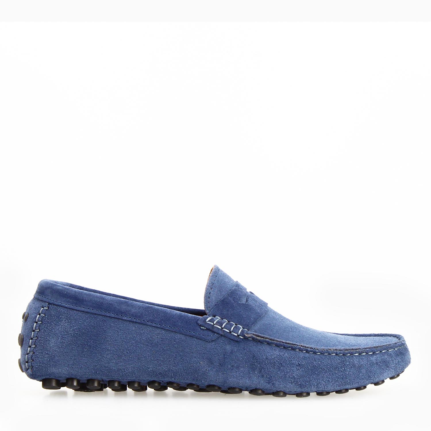 Leonardo Shoes Garda mocassini uomo celeste camoscio
