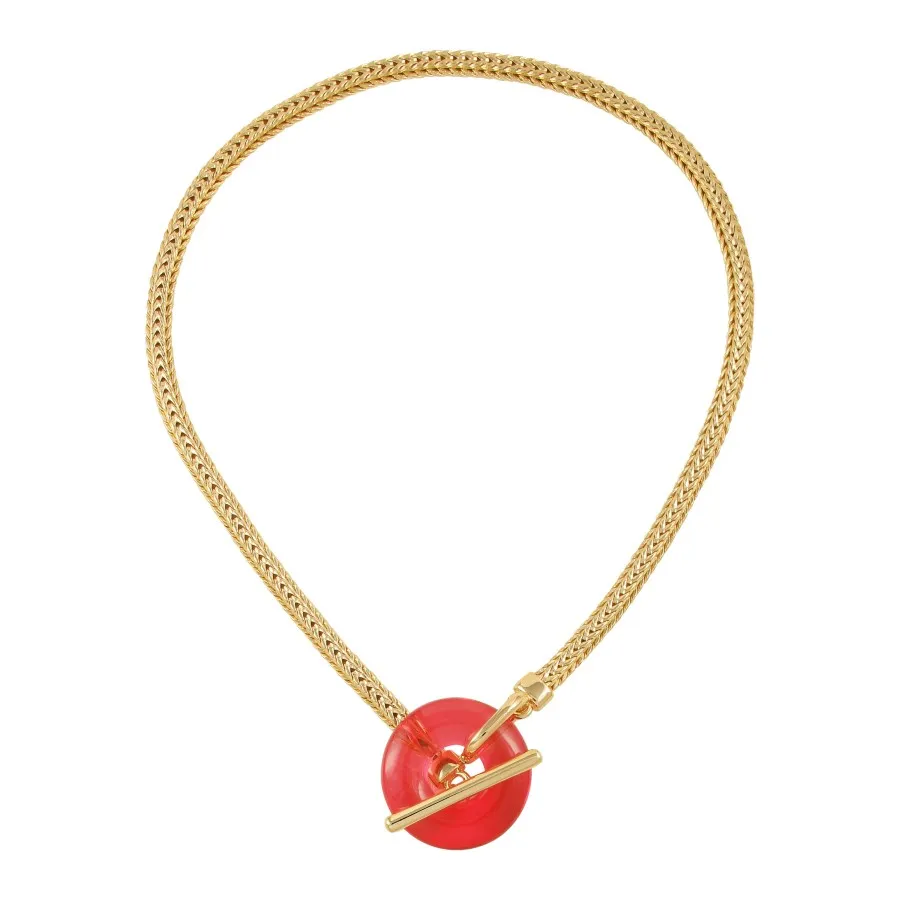 Vince Camuto Collana Serpente Oro Pietra Rosa Caramella