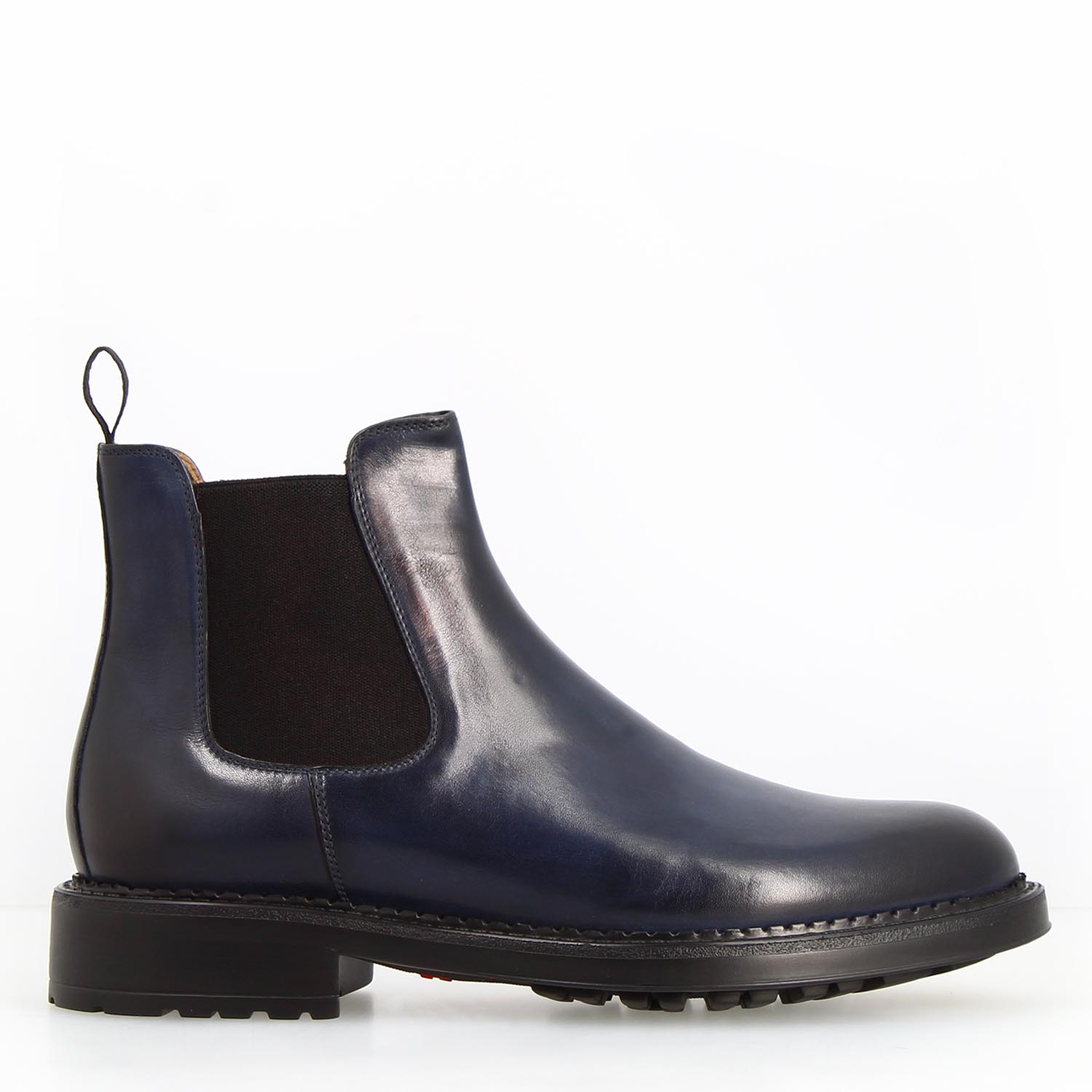 Leonardo Agusto stivaletto Chelsea pelle blu uomo Wearlight
