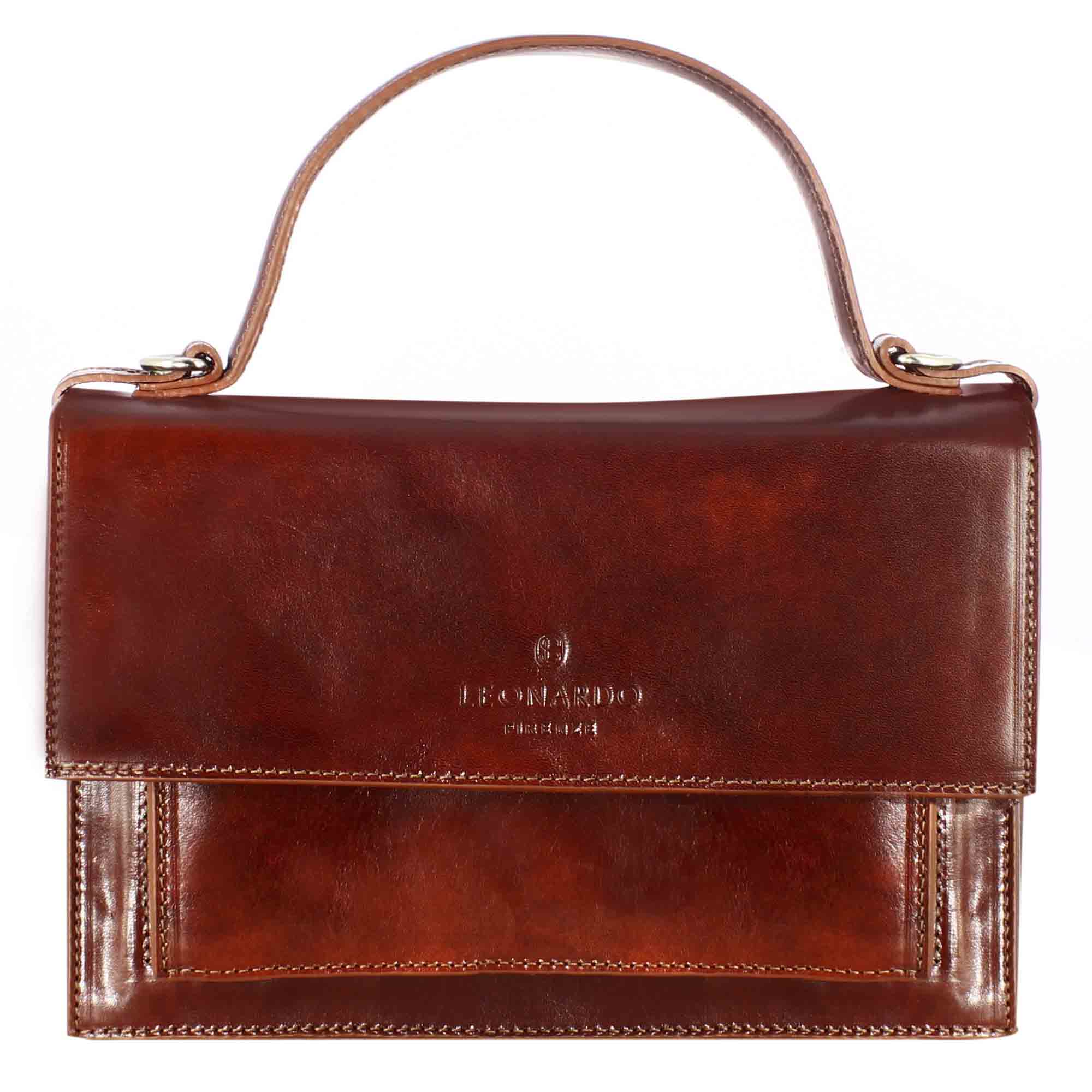 Leonardo Shoes Contessina borsa donna pelle marrone 28 cm