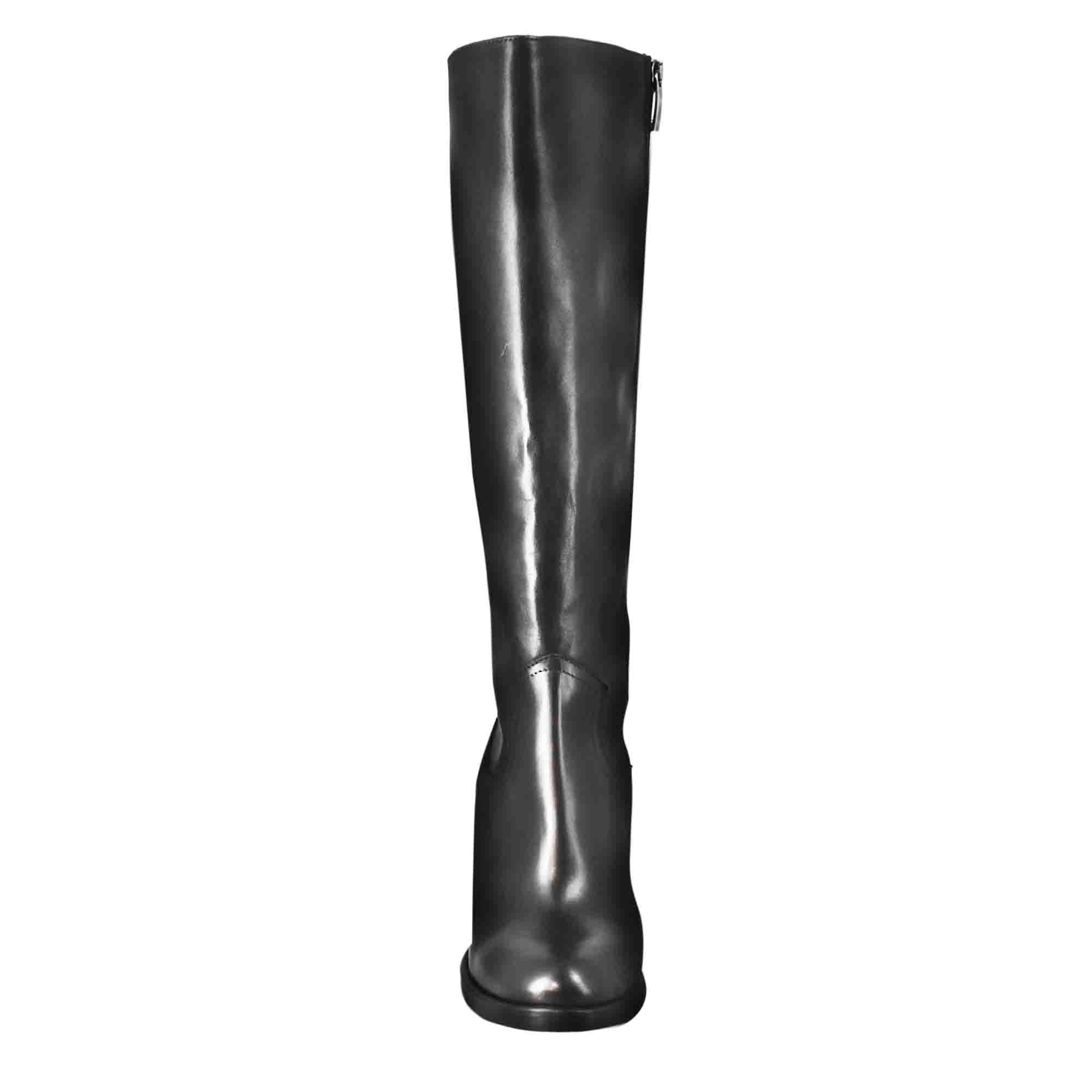 Leonardo Shoes Stivale Donna Tacco Alto Pelle Nera
