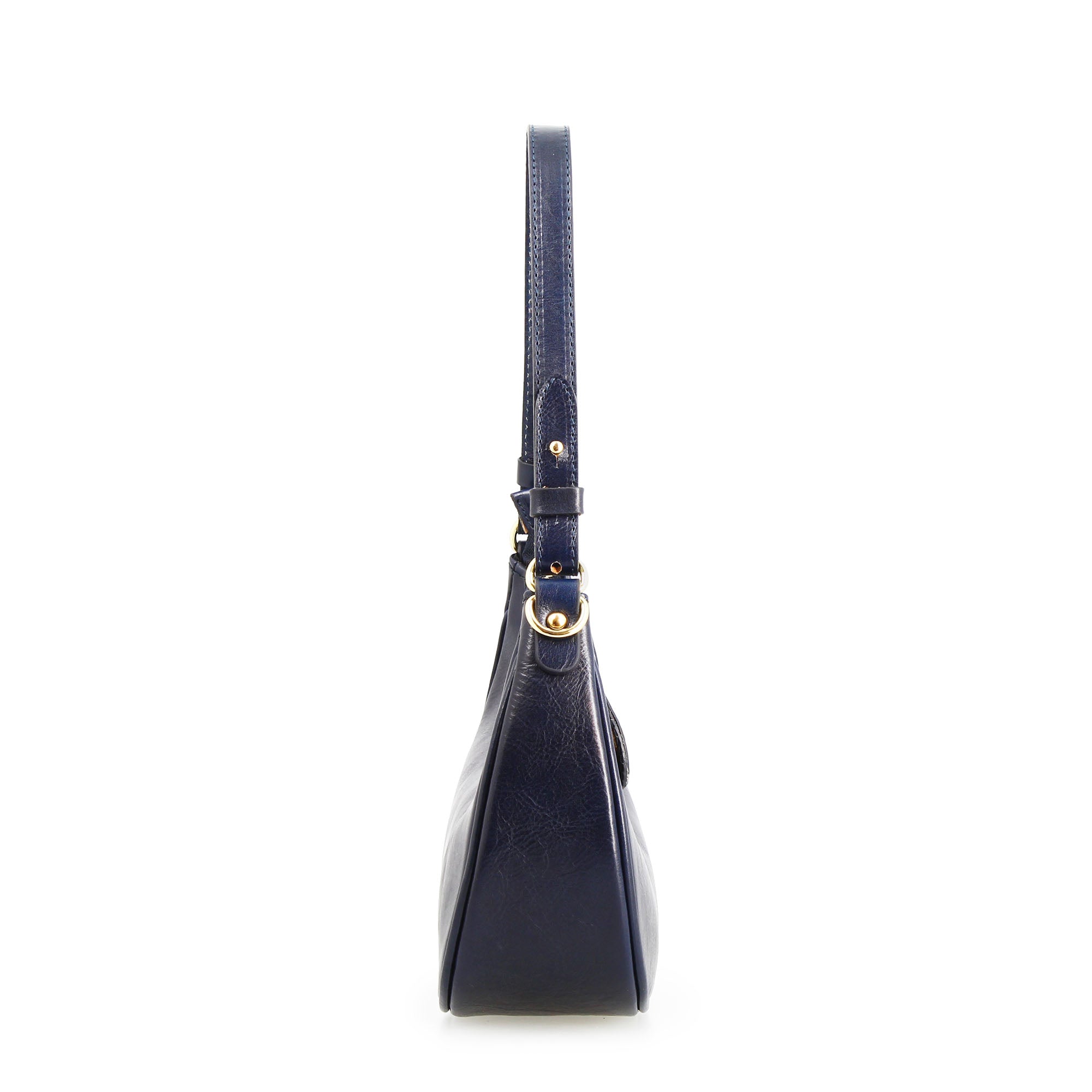 Leonardo Shoes Jane borsa donna pelle blu mezzaluna
