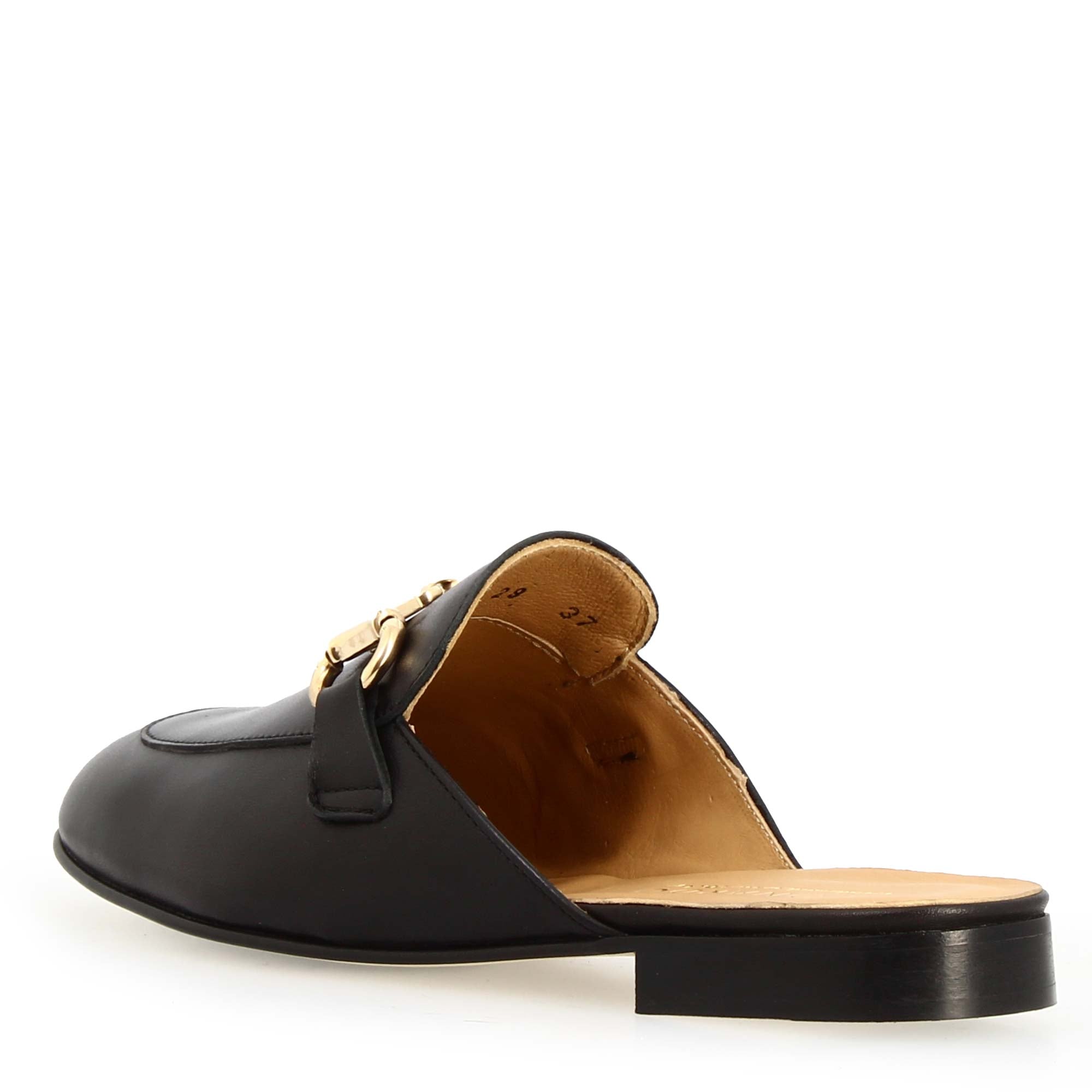 Leonardo Mules morsetto sabot pelle nero tacco basso