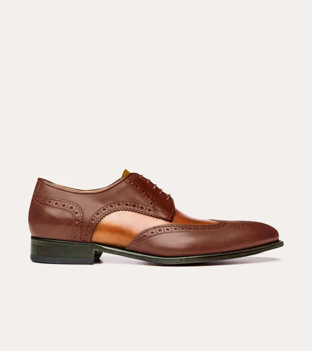 Ace Marks Vincent brogue uomo pelle bordeaux cuoio wingtip