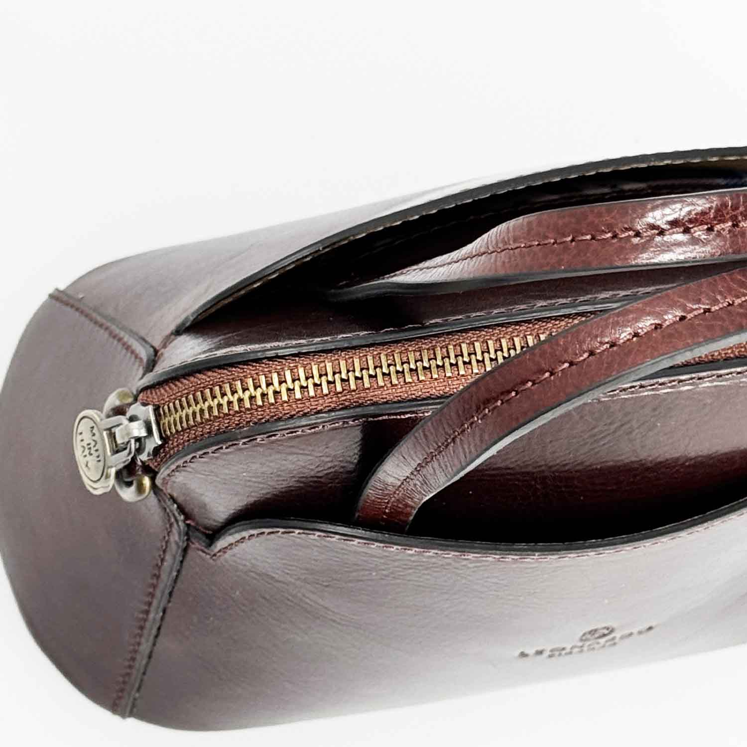Leonardo Shoes Livia borsa pelle marrone scuro cupola