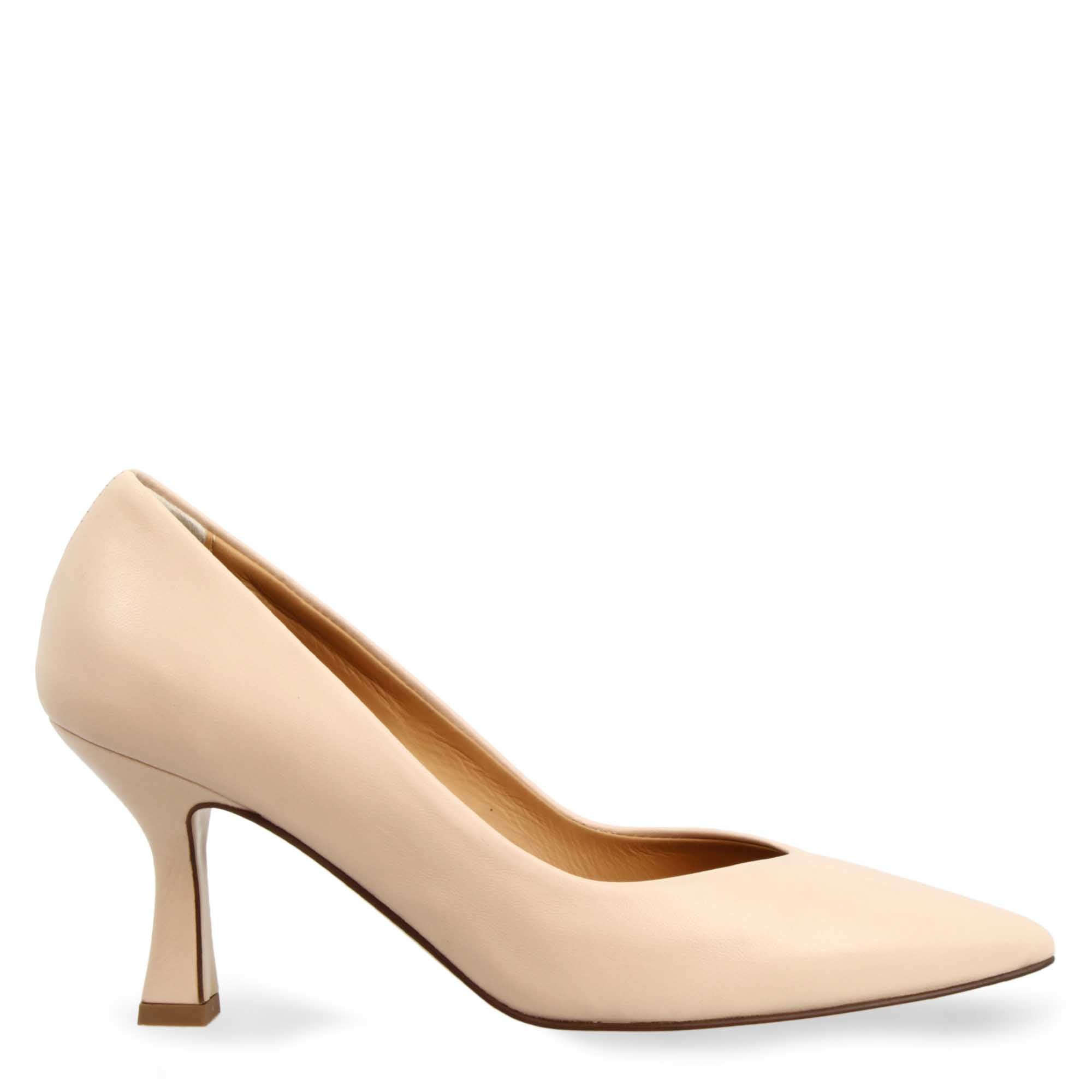 Leonardo Shoes Décolleté Pelle Beige Tacco 9 cm