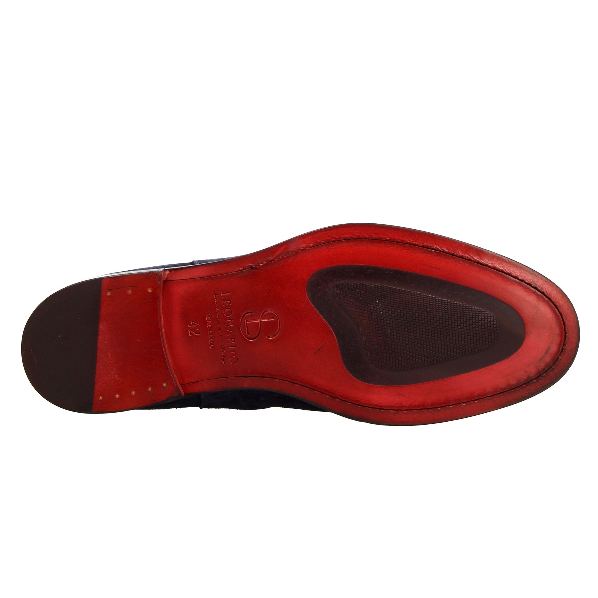 Leonardo Shoes Stivaletti Uomo Chelsea Camoscio Blu