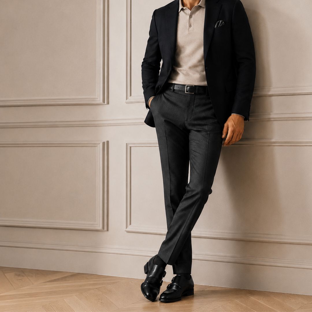 Leonardo Shoes Achille Nero Doppia Fibbia Pelle da Cerimonia Uomo