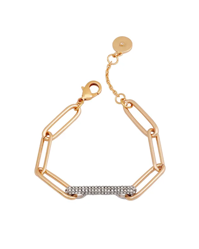 Vince Camuto bracciale catena oro barra cristalli