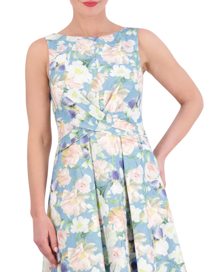 Vince Camuto abito jacquard floreale corpetto incrociato