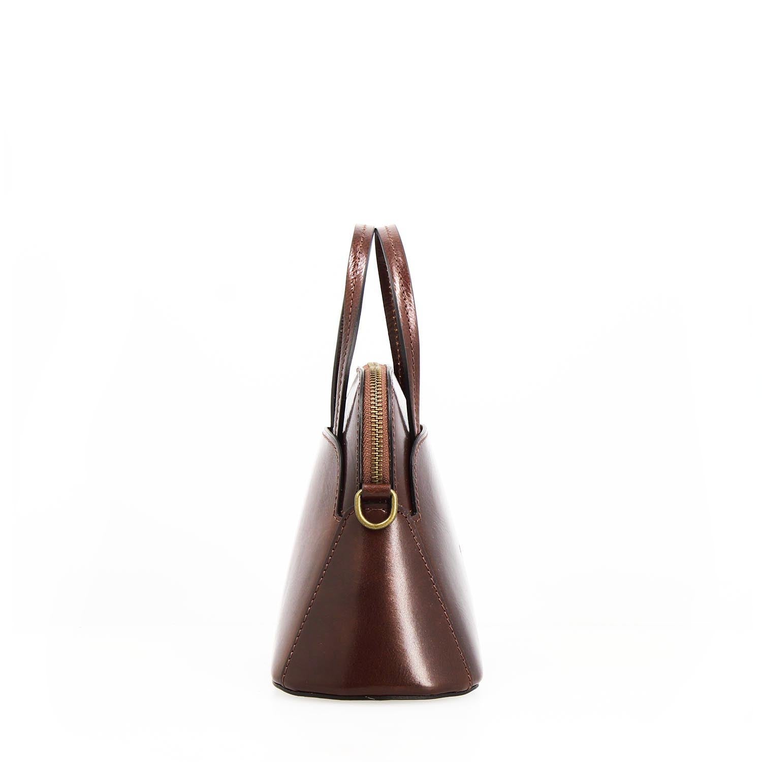 Leonardo Shoes Livia borsa pelle marrone scuro cupola