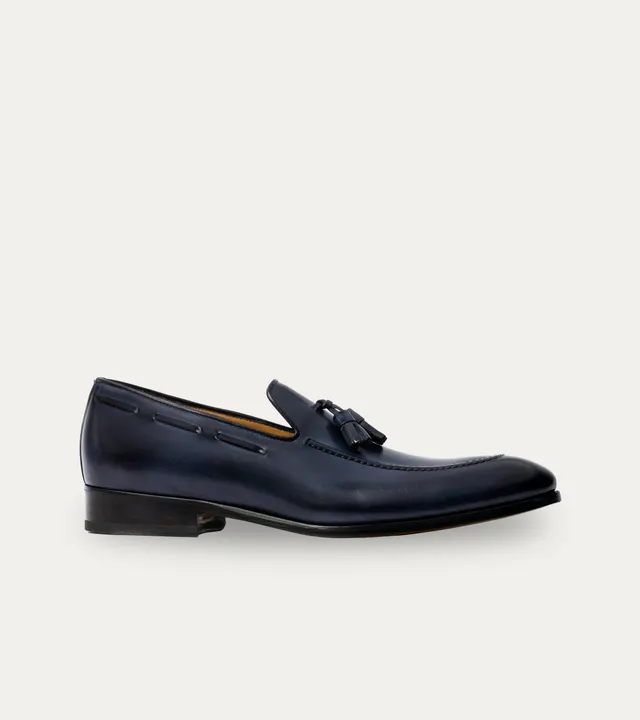 Ace Marks Amit Blue Mocassino Uomo Pelle Blu Nappine