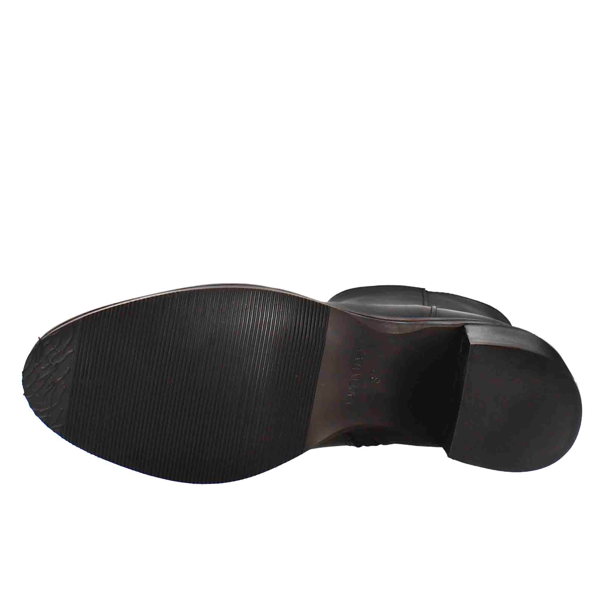 Leonardo Shoes Stivali Donna Stivaletto Pelle Nero Tacco 5 cm