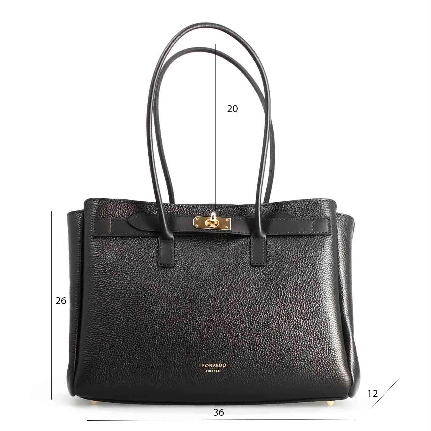 Leonardo Shoes Borsa Giulia Donna Pelle Nera Martellata