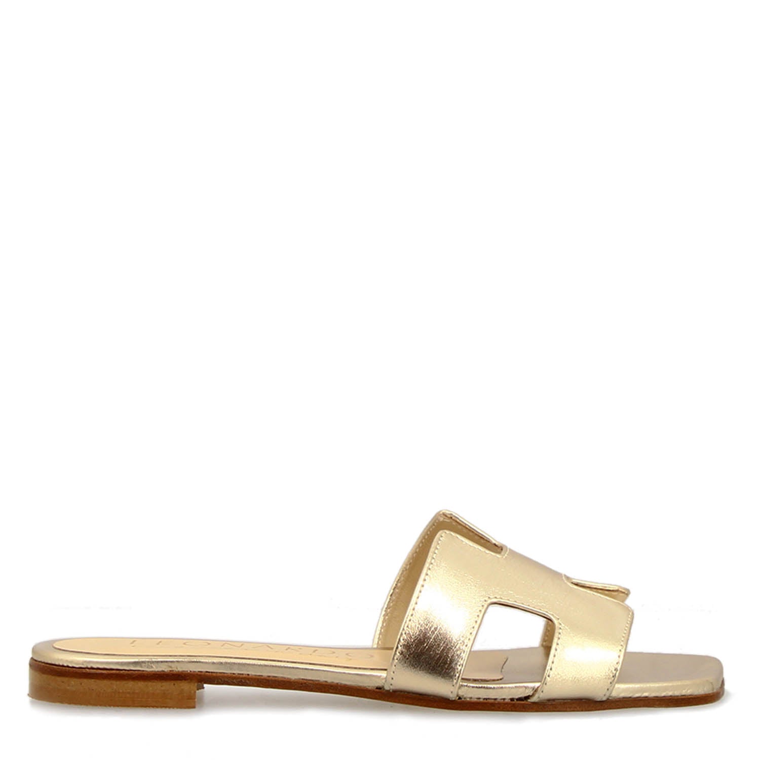 Leonardo Shoes Harmony sandali donna pelle oro tacco 1 cm