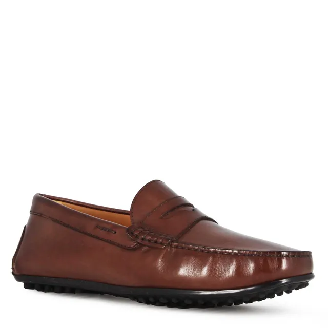 Leonardo Shoes Mocassino Barca Uomo Pelle Marrone Scuro