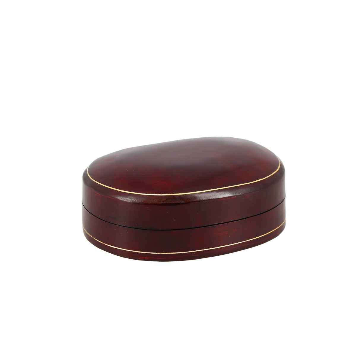 Leonardo portagioie ovale cuoio nero marrone bordeaux 12x9 cm