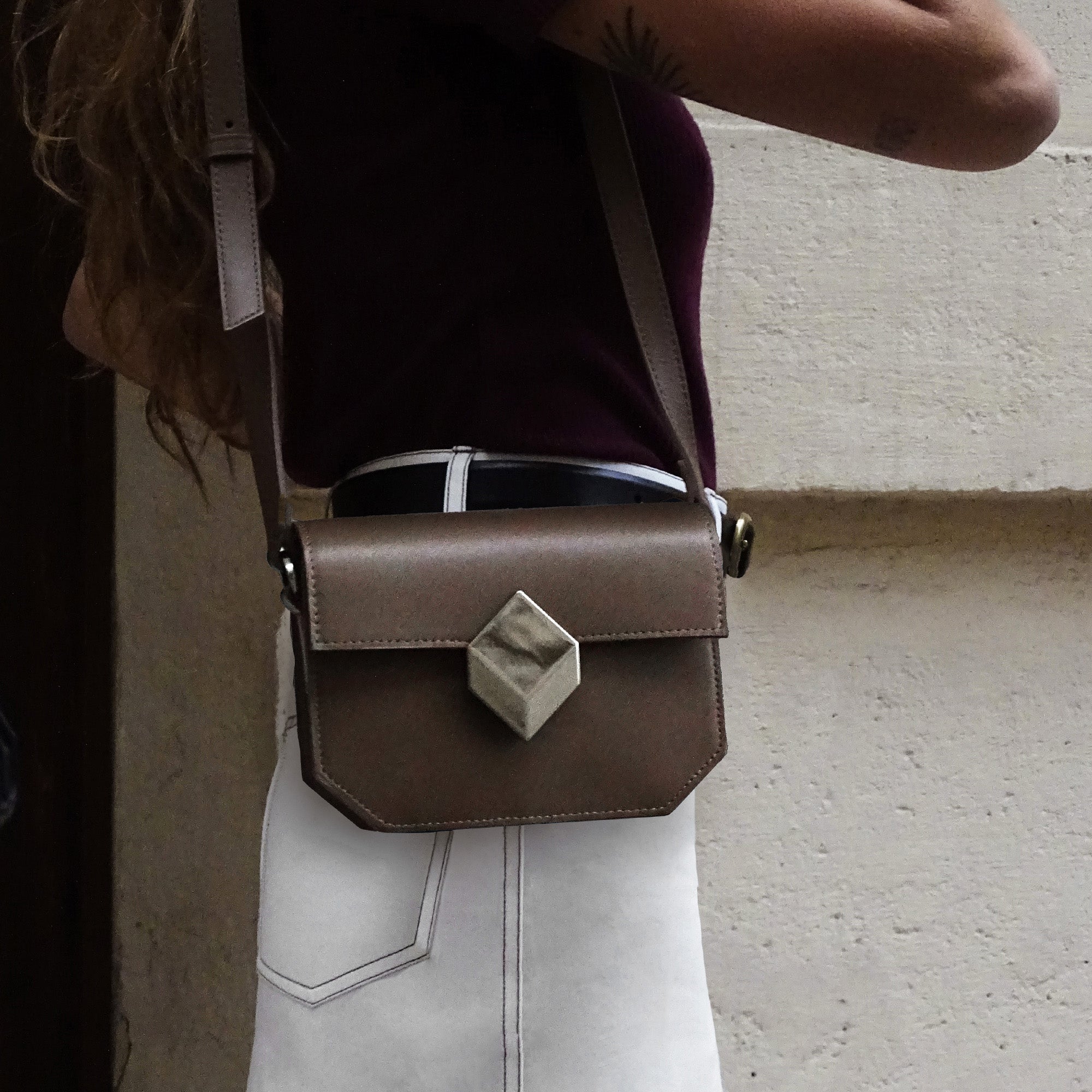 Pierre Hardy Mini Prism borsa mini camel tracolla pelle