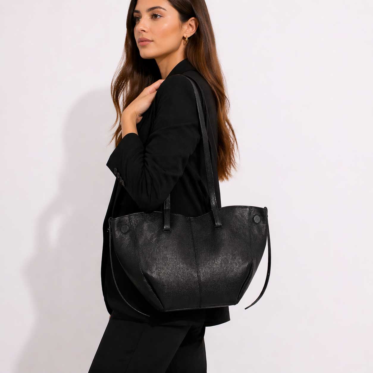 Leonardo Shoes Borse Donna Majestic shopper nera trasformabile